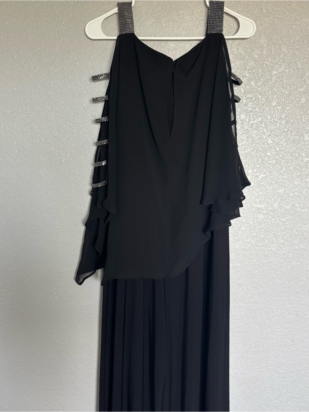 MSK Black Wide-Leg Jumpsuit with Cold-Shoulder Overlay - Picture 6 of 6